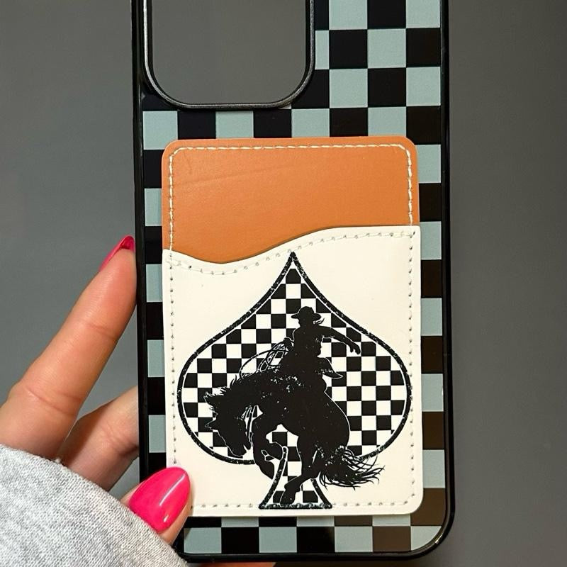 CHECKERED SPADE PHONE CASE WITH CARD WALLET