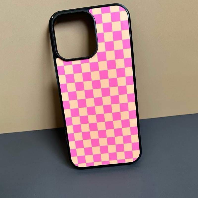 PINK AND ORANGE CHECKERED WESTERN PHONE CASE