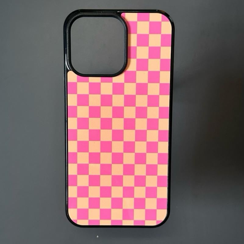 PINK AND ORANGE CHECKERED WESTERN PHONE CASE