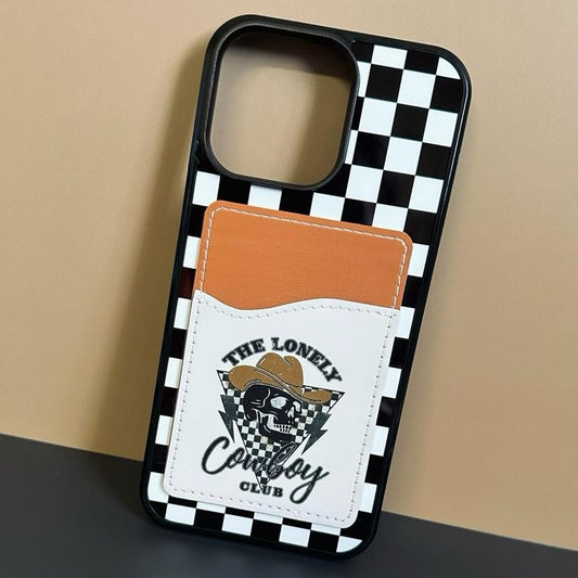 THE LONLEY COWBOYS CHECKERED  PHONE CASE WITH CARD WALLET