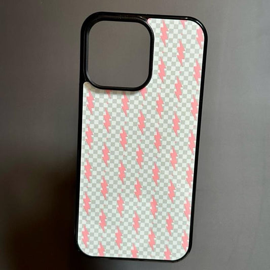 PINK LIGHTNING BOLT CHECKERED WESTERN PHONE CASE